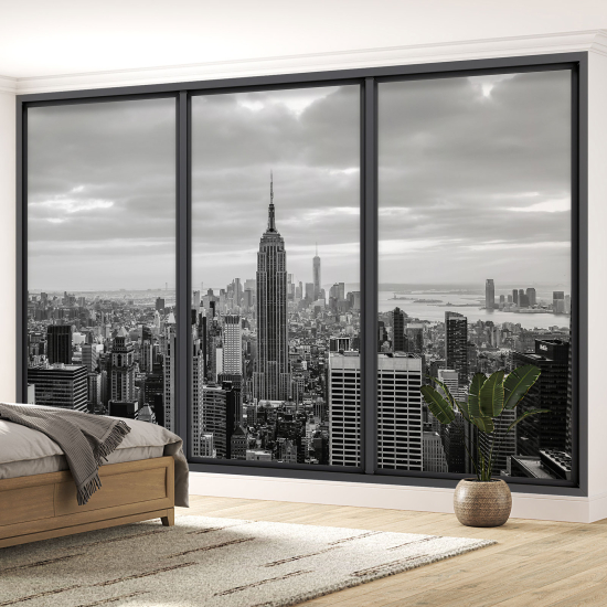 Optical Illusion Panoramic Bay Window Wall Mural / Wallpaper - New York