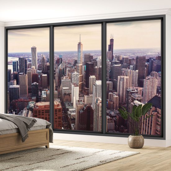 Optical Illusion Panoramic Bay Window Wall Mural / Wallpaper - New York