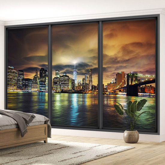 Optical Illusion Panoramic Bay Window Wall Mural / Wallpaper - New York