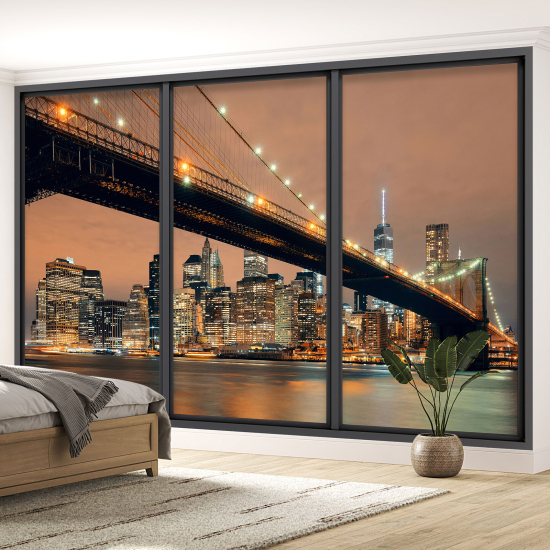 Optical Illusion Panoramic Bay Window Wall Mural / Wallpaper - New York