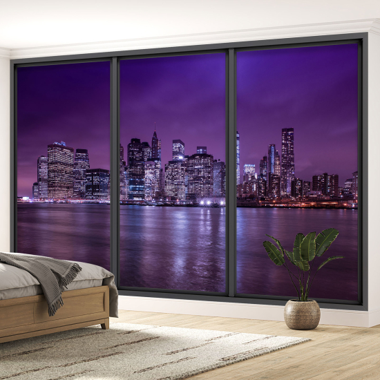 Optical Illusion Panoramic Bay Window Wall Mural / Wallpaper - New York