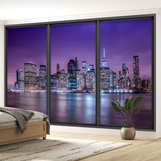 Optical Illusion Panoramic Bay Window Wall Mural / Wallpaper - New York