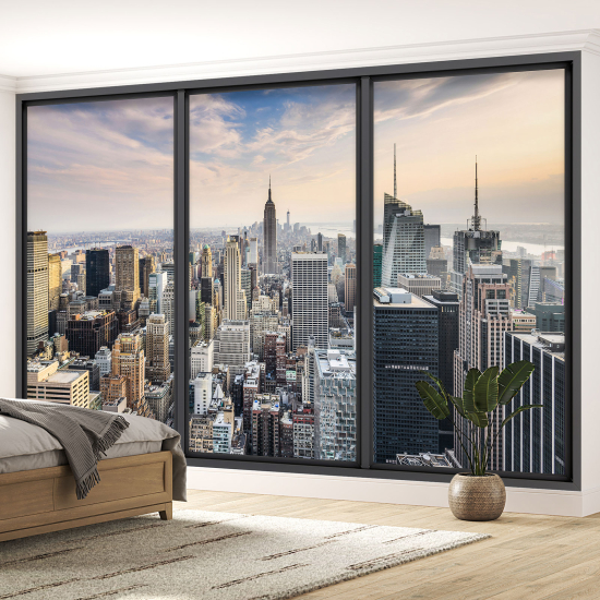 Optical Illusion Panoramic Bay Window Wall Mural / Wallpaper - New York