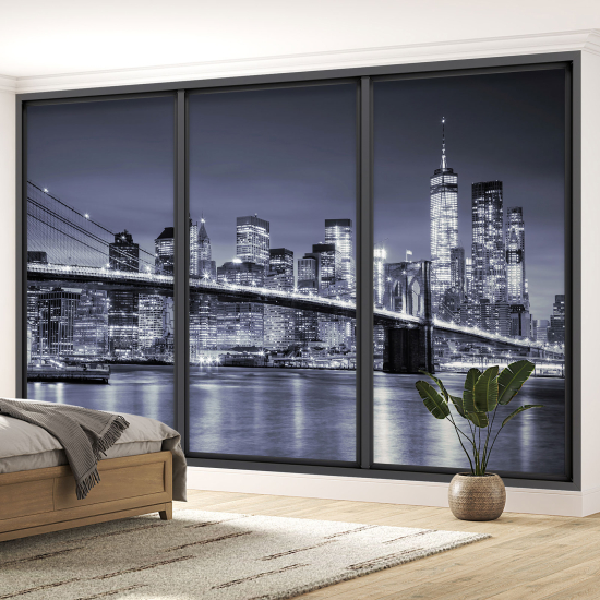 Optical Illusion Panoramic Bay Window Wall Mural / Wallpaper - New York