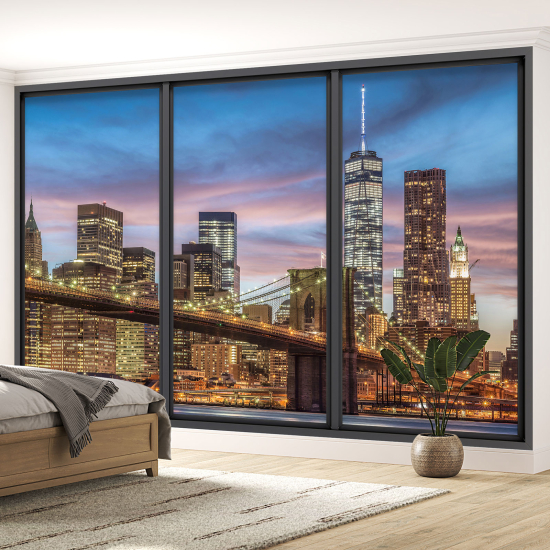 Optical Illusion Panoramic Bay Window Wall Mural / Wallpaper - New York