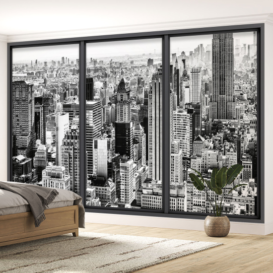 Optical Illusion Panoramic Bay Window Wall Mural / Wallpaper - New York