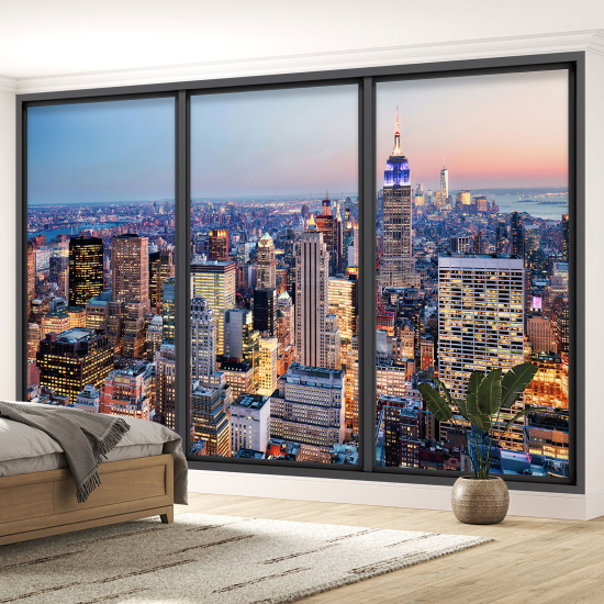 Optical Illusion Panoramic Bay Window Wall Mural / Wallpaper - New York