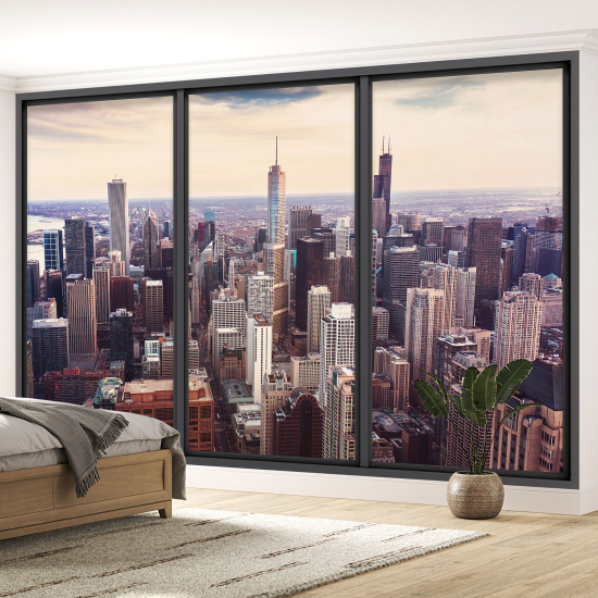 Optical Illusion Panoramic Bay Window Wall Mural / Wallpaper - New York