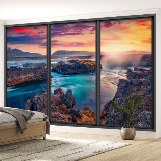 Optical Illusion Panoramic Bay Window Wall Mural / Wallpaper - Sea view