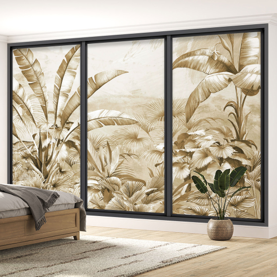 Optical Illusion Panoramic Bay Window Wall Mural / Wallpaper - Tropical forest