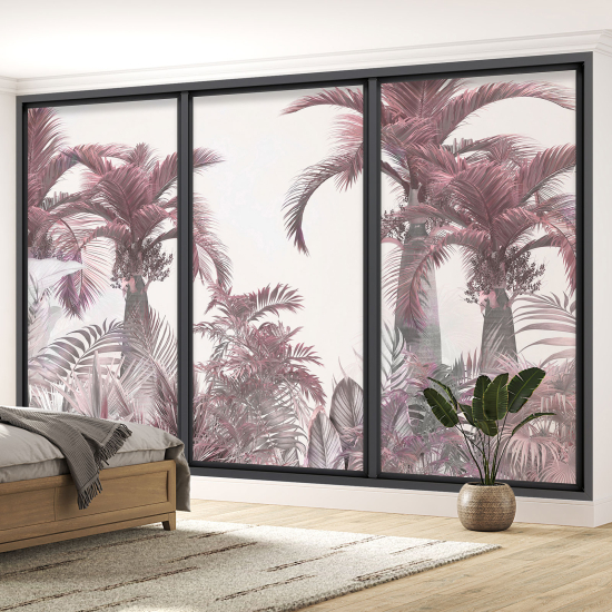 Optical Illusion Panoramic Bay Window Wall Mural / Wallpaper - Tropical forest