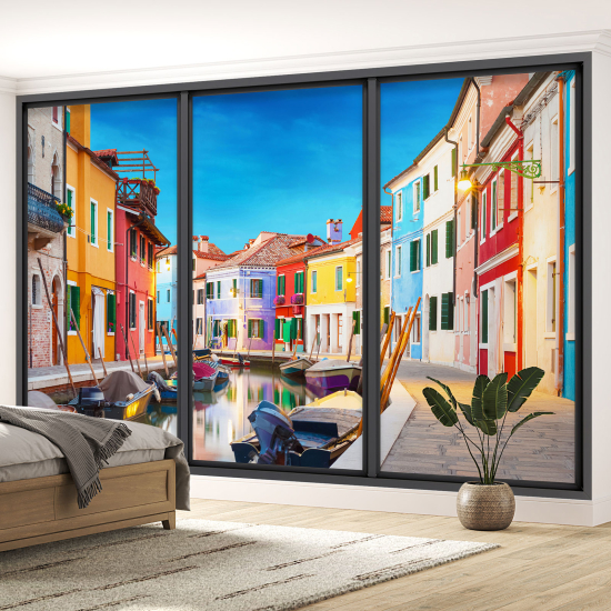 Optical Illusion Panoramic Bay Window Wall Mural / Wallpaper - Venice