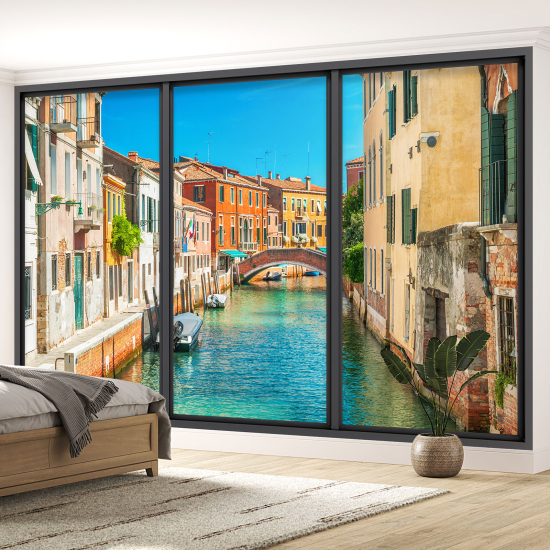 Optical Illusion Panoramic Bay Window Wall Mural / Wallpaper - Venice