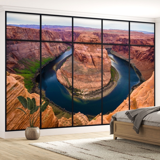 Optical Illusion Panoramic Window Wall Mural / Wallpaper - Grand Canyon