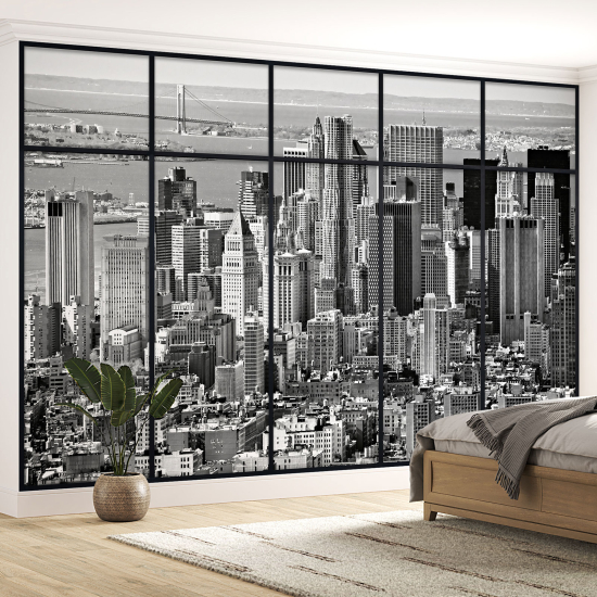 Optical Illusion Panoramic Window Wall Mural / Wallpaper - New York