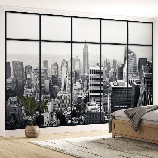 Optical Illusion Panoramic Window Wall Mural / Wallpaper - New York