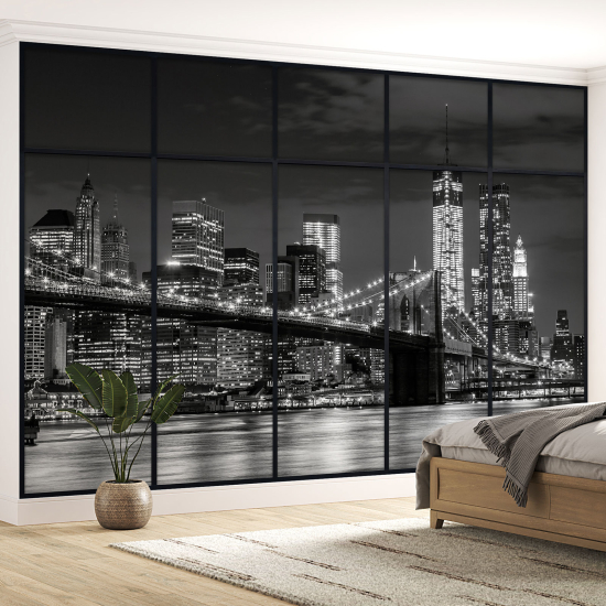 Optical Illusion Panoramic Window Wall Mural / Wallpaper - New York