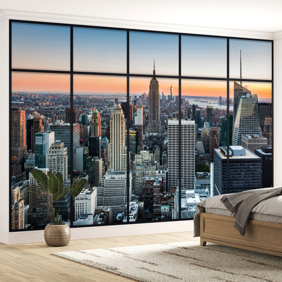 Optical Illusion Panoramic Window Wall Mural / Wallpaper - New York