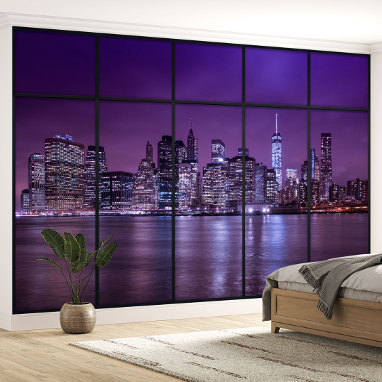 Optical Illusion Panoramic Window Wall Mural / Wallpaper - New York