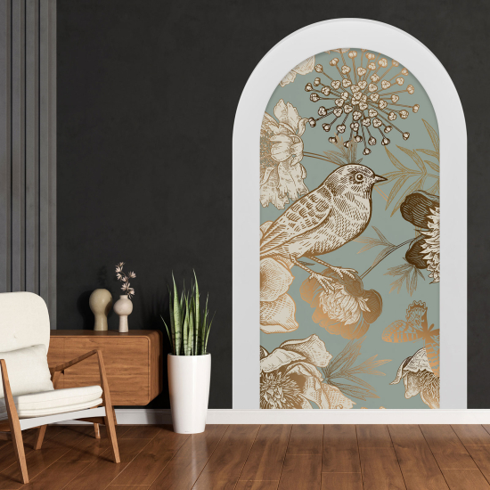 Optical Illusions Arch Wall Sticker - Bird Flowers