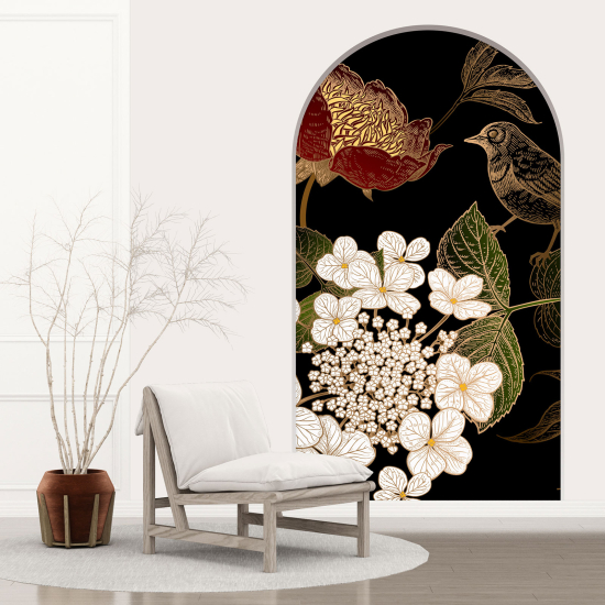 Optical Illusions Arch Wall Sticker - Bird flowers