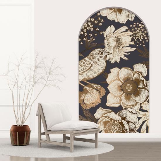 Optical Illusions Arch Wall Sticker - Bird Flowers