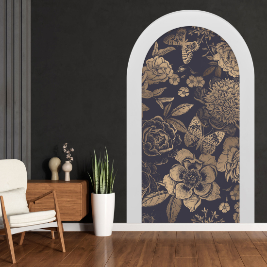 Optical Illusions Arch Wall Sticker - Butterfly Flowers