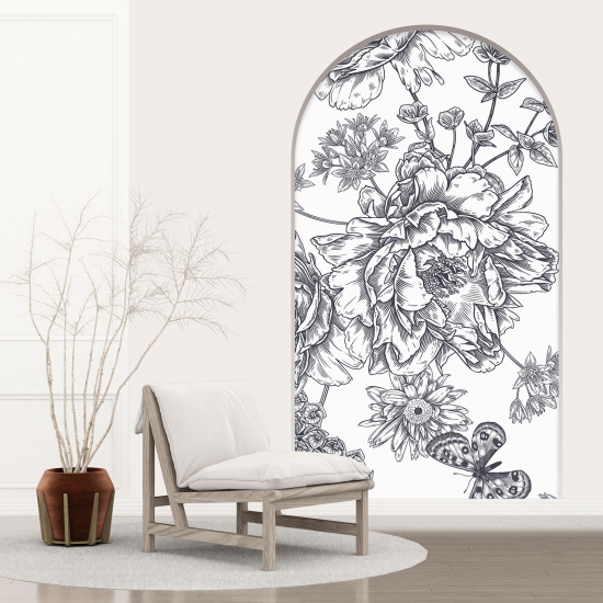 Optical Illusions Arch Wall Sticker - Butterfly Flowers