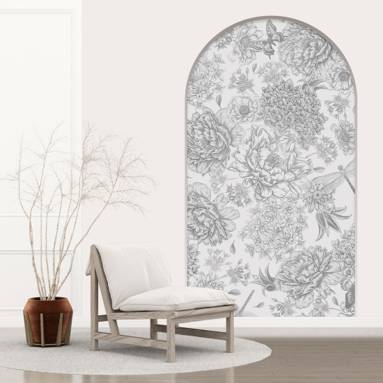 Optical Illusions Arch Wall Sticker - Butterfly Flowers