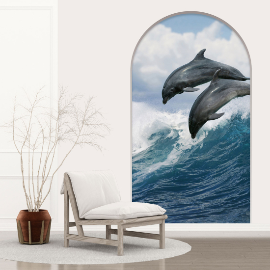 Optical Illusions Arch Wall Sticker - Dolphins