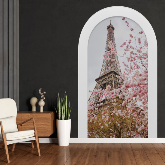 Optical Illusions Arch Wall Sticker - Eiffel Tower