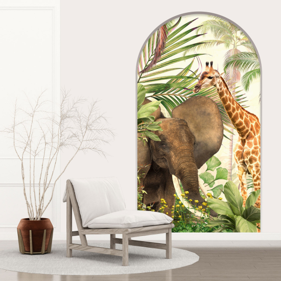 Optical Illusions Arch Wall Sticker for Kids - Giraffe Elephant