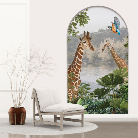 Optical Illusions Arch Wall Sticker for Kids - Giraffes