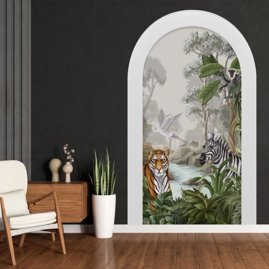 Optical Illusions Arch Wall Sticker for Kids - Jungle Animals