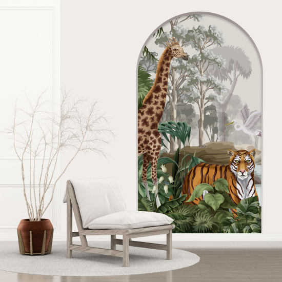 Optical Illusions Arch Wall Sticker for Kids - Jungle Animals