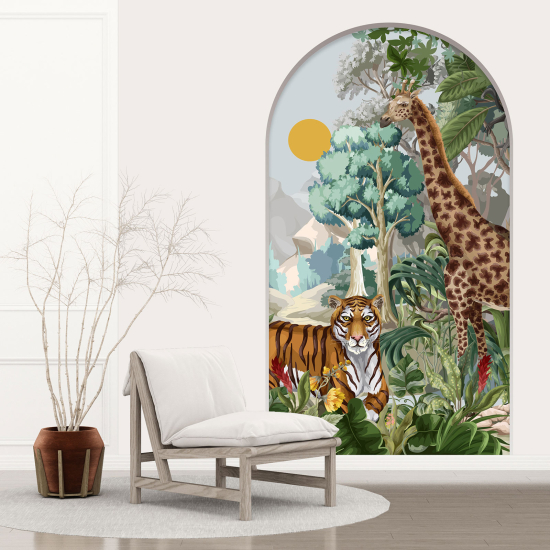 Optical Illusions Arch Wall Sticker for Kids - Jungle Animals