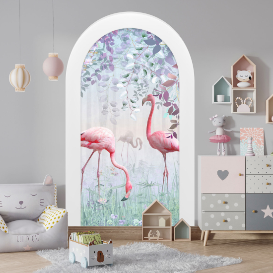 Optical Illusions Arch Wall Sticker for Kids - Pink Flamingos