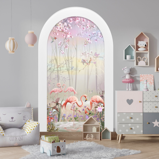 Optical Illusions Arch Wall Sticker for Kids - Pink Flamingos