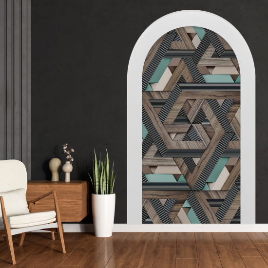 Optical Illusions Arch Wall Sticker - Geometric wood