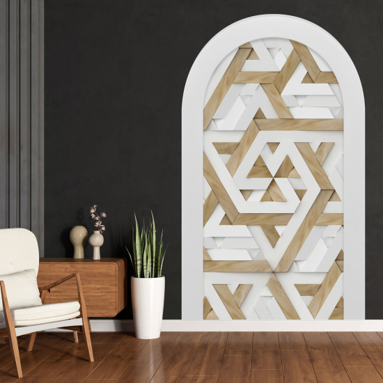 Optical Illusions Arch Wall Sticker - Geometric wood