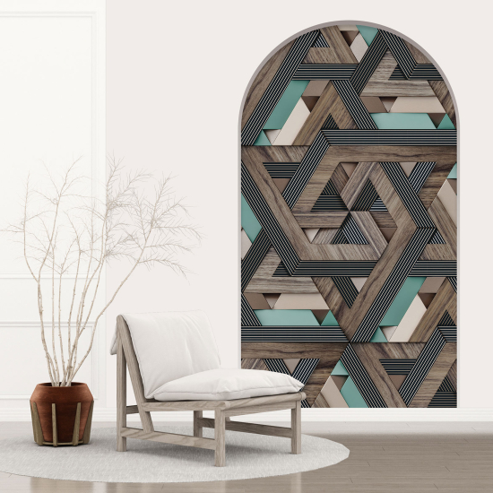 Optical Illusions Arch Wall Sticker - Geometric wood