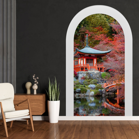 Optical Illusions Arch Wall Sticker - Japanese Temple