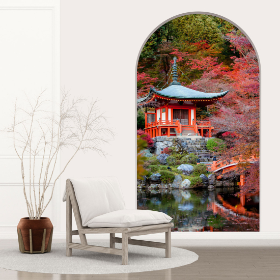 Optical Illusions Arch Wall Sticker - Japanese Temple