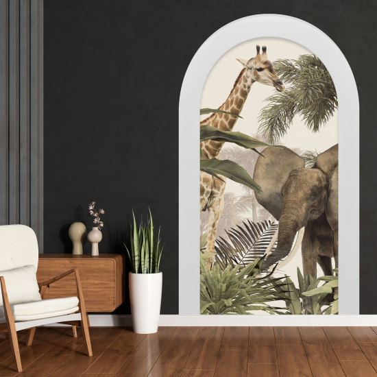 Optical Illusions Arch Wall Sticker - Jungle Animals