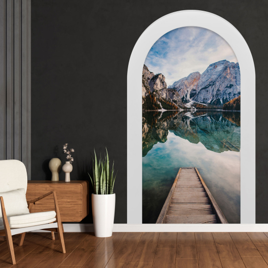 Optical Illusions Arch Wall Sticker - Lake Mountains