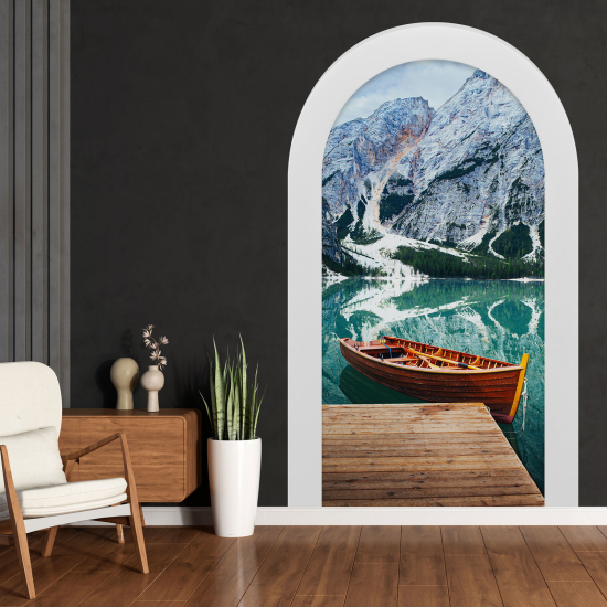 Optical Illusions Arch Wall Sticker - Lake Mountains