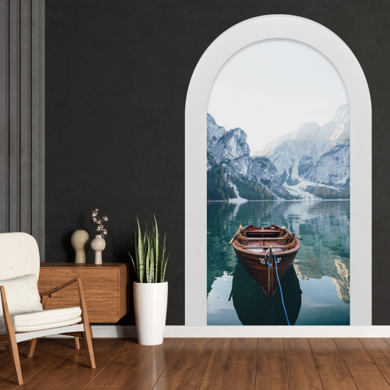 Optical Illusions Arch Wall Sticker - Lake Mountains