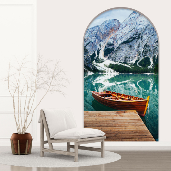 Optical Illusions Arch Wall Sticker - Lake Mountains