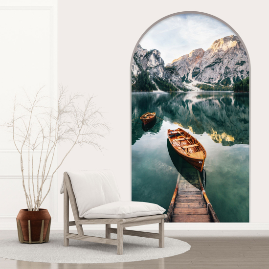 Optical Illusions Arch Wall Sticker - Lake Mountains