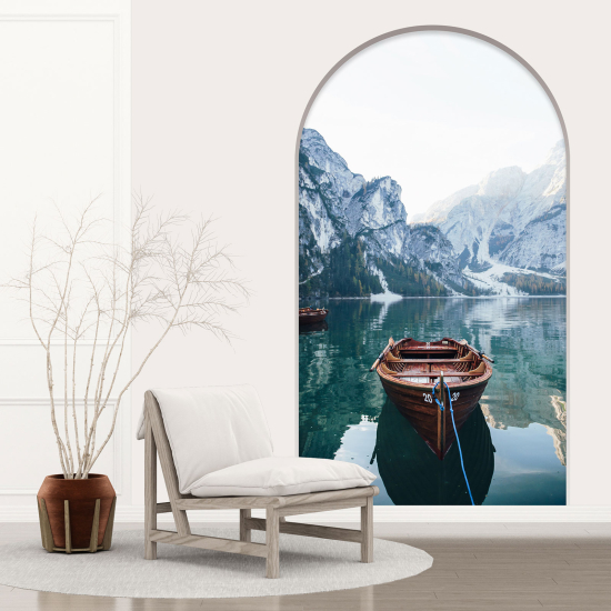 Optical Illusions Arch Wall Sticker - Lake Mountains